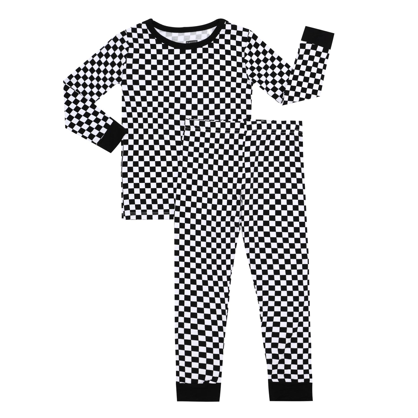 Black and White Checkers Long Jammies